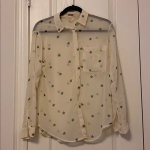 See through chiffon button up